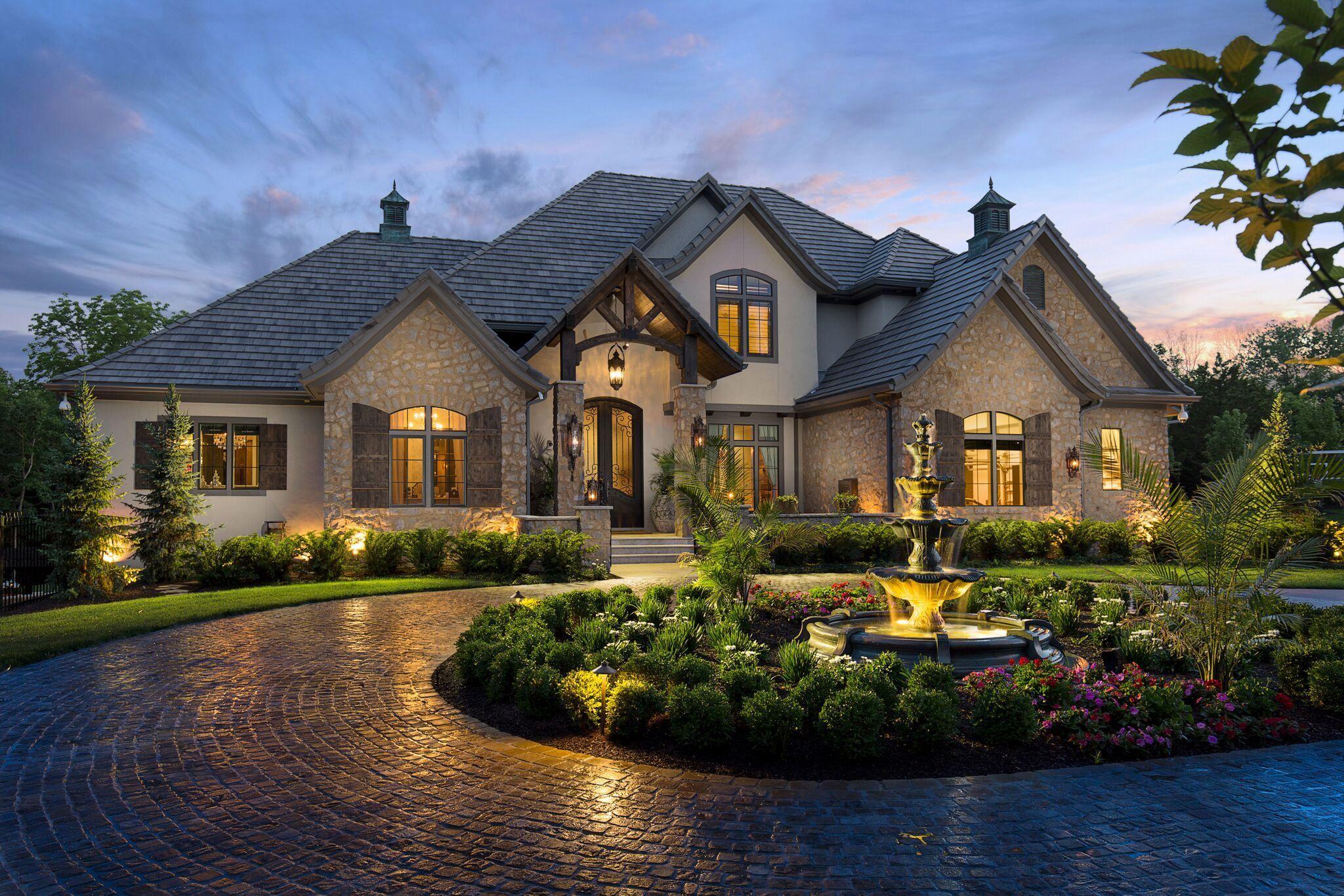 Luxury home exterior at dusk